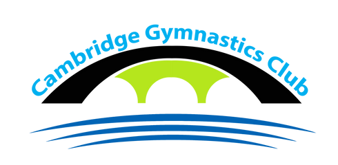 The logo for the Cambridge Gymnastics Club, a local sports organization supported by Smart Click Computers in Waikato.